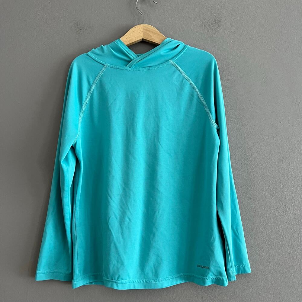 Patagonia Capilene Cool Daily Hoodie Kids Small 6/7 Teal UPF Sun Shirt